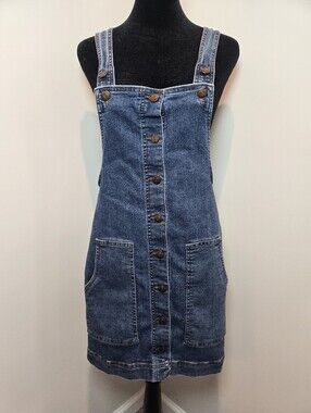 Blue Spice Denim Overall Dress Medium Jean Jumper Y2k 90s